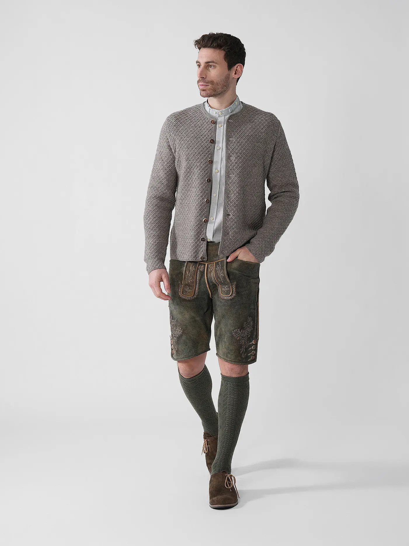 GOTTSEIDANK | Trachten Strickjacke XAVER | hellgrau